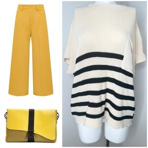 NAUTICAL BEIGE BLACK KNITTED TOP  WITH POCKETS-NEW
SIZE -XL